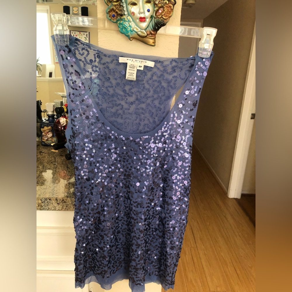 Mesh sequins lilac purple top